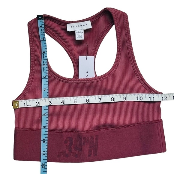 Topshop sports bra crop pullover 39N Racerback Wide Band Rib burgundy size 0-2 - Picture 14 of 14